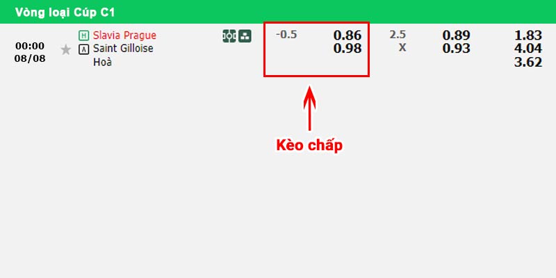 Bảng kèo trận đấu Slavia Prague vs Saint Gilloise tại vòng loại Cúp C1 ngày 08/08